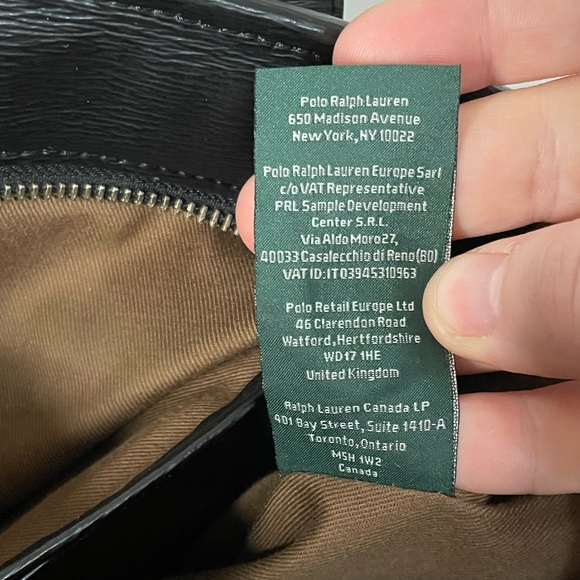 Ralph Lauren Black Tote Shoulder Purse With Charm - Picture 8 of 9